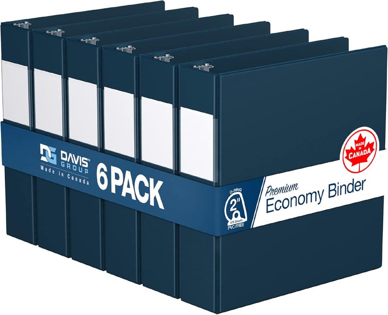 Davis Group Premium Economy 6-Pack 3-Ring Binders for School or Office, D-Ring Binders, 2 Inch, Navy Blue - Image 1
